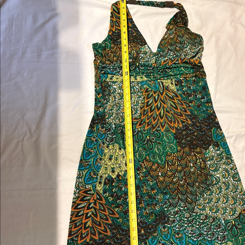 Cristinalove Teal & Green Patterned V-Neck Maxi Dress - Picture 7 of 11